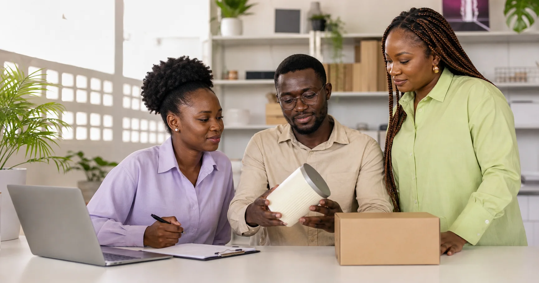 The HUBCIER team carefully reviewing a product for an order